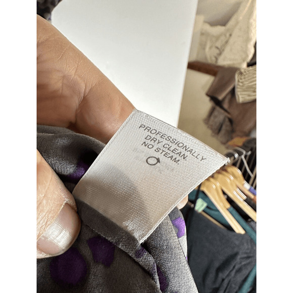 Classiques Entier Purple Grey 100% Silk Shirt Short Sleeve Ruffles Womans XS GUC - Picture 14 of 15